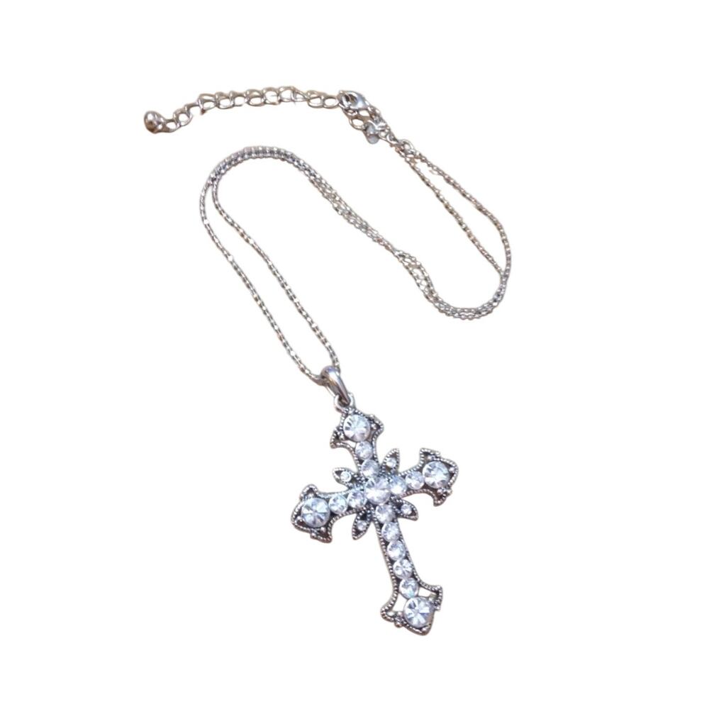 Premiere Design "Grace" Crystal Rhinestone Cross Stateement Necklace